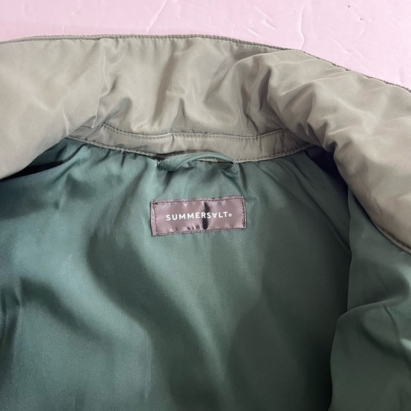 Summersalt Long ColorBlock Quilted Eco Coat Color Olive Eden Green Size M *flaws - Picture 3 of 12